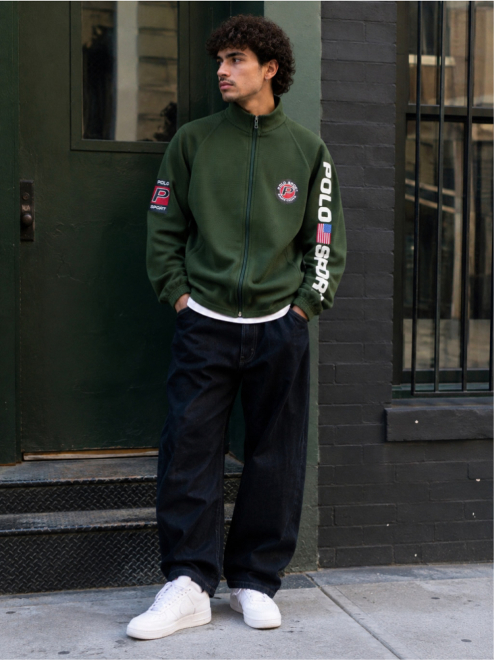 Polo Sport Ralph Lauren Jacket Men M Vintage 90s Retro Hip Hop Streetwear Green